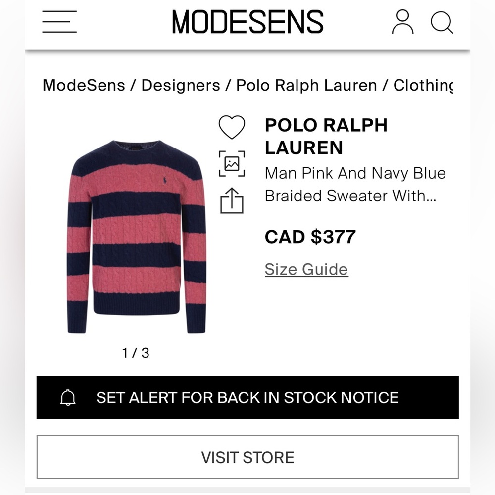 Authentic Polo Ralph Lauren Pink and Navy Cable Knit Crewneck Sweater